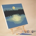 DIY paint by numbers kit featuring moonlit lake landscape with easel and 12 colors - 20x20cm Framed Kit / VN50-BD50 Moonlit Lake View