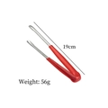 Red non-slip 19cm stainless steel food tongs with serrated tips weighing 56g - Silicone Small (430 Stainless Steel)