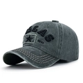 Cappellino da baseball grigio scuro lavato con ricamo Dallas e toppa a stella vintage - Regolabile / Verde Militare