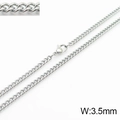 Men's 3.5mm silver stainless steel curb chain necklace with lobster clasp - 3.5mm Steel / Necklace 45cm