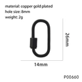 Bunter ovaler Karabinerverschluss aus vergoldetem Kupfer für DIY Schmuck 26x14mm - Schwarz