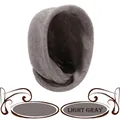 Knit winter hooded scarf and cap combo in premium light gray faux cashmere texture - Gray