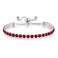 Détail du bracelet tennis en cristal rouge 4mm avec fermoir coulissant argenté réglable - Argent - Rouge de Chine