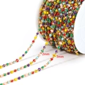 Rainbow enamel stainless steel bead chain for DIY necklaces in 2mm and 3mm sizes - 6-Color Enamel 3mm Beads-Gold