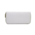 Portafoglio lungo da donna bianco con trama intrecciata e cerniera dorata di lusso - Bianco