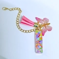 Pink butterfly and tassel keychain with resin letter C charm for Stanley cup handles - Letter I