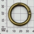 Bronze swivel lobster clasp hardware for DIY bags shown with scale ruler for size - 35mm Round Spring Ring / Antique Bronze