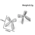 Silver bow knot earrings in stainless steel with a brushed metal texture, 2.94cm height - YE-106-Silver