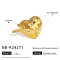 Macro view of gold heart locket ring with 16x18mm dimension and waterproof steel texture - Adjustable Open / Hollow Heart Style (NB-R24271)
