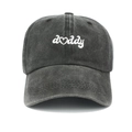 Casquette vintage gris foncé délavé avec broderie daddy blanche et petit cœur - Réglable / Noir