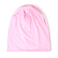 Light pink double-layered thin knit beanie hat for men and women in soft cotton fabric - One Size(Adjustable) / Pink