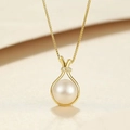 Collana minimalista in acciaio al titanio dorato con ciondolo a sacchetto porta fortuna - Sacchetto della Fortuna Bianco / Catena a Scatola