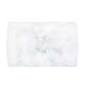Soft nylon baby headband with a large white bow, elastic headwear for infants - White
