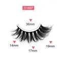 Dense synthetic fiber false eyelashes D1607 with long wings and pink box packaging - Model D1607