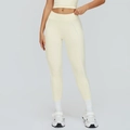 Leggings yoga vita alta giallo crema con cuciture bianche e gilet coordinato - Taglia S / Pantaloni e gonne / Giallo Albicocca