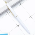 Minimalist white retractable ballpoint pen with gold clip and matte finish - 1.0mm Bullet Tip / White