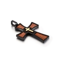 Colgante de cruz retro multicapa de acero inoxidable con incrustación de madera - Cruz con Incrustaciones de Madera Negra (KP93473-KLX)
