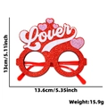 Red glitter party glasses with pink hearts and white Lover text for festive events - Love Heart Style