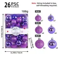 Set da 26 palline di Natale viola nelle dimensioni 4 cm, 5 cm e 6 cm per albero - Stile Viola Q3-38 / Set da 26 (4/5/6cm misto)