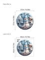 3D embossed blue Christmas snowman wall sticker with layout dimensions and paste effect - Snow Cabin Scene Style (C99) / 1 Piece (40x40cm)