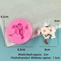Pink silicone cherry blossom cake mold 6.5cm with detailed flower petal texture - 3520 Peach Blossom / Pink