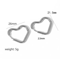 Silver hollow heart hoop earrings in stainless steel with 26mm x 21.5mm dimensions - 26mm Silver Mirror Heart Style (TE6029-27-S)