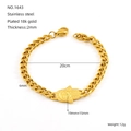 Bracciale a catena cubana in acciaio inossidabile dorato con pendente Mano di Fatima 18k - Mano di Fatima (ZG1643)