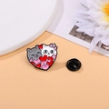 Spilla smaltata cuore rosa con due gatti carini e chiusura a farfalla per i vestiti - Gatti del cuore