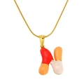 Colorful capsule bubble alphabet necklace with enamel letter N pendant on gold chain - Letter N(S640G-002-N)