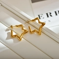 Minimalist gold star stud earrings in polished stainless steel on a white textured stand - Gold Five-pointed Star