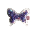 Dettaglio della molletta a farfalla con paillettes a stella viola e base in tessuto rosa - Viola