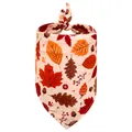 Bandana pour chien spécial Thanksgiving avec feuilles d'automne sur fond crème - Feuille d'Érable de Pomme de Pin