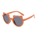 Foldable orange bear-shaped children sunglasses with dark grey UV protective lenses - Orange