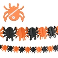 3-meter orange and black spider paper garland banner for Halloween party wall decoration - Spider Garland