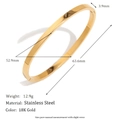 Brazalete minimalista de acero inoxidable chapado en oro de 18K con 3,9mm de ancho y 12,9g - Brazalete Liso Minimalista de 4 mm de Ancho - Dorado