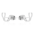 Macro detail of silver stainless steel stethoscope earring with butterfly back closure - 109 Stethoscope - Silver