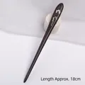 Minimalist dark ebony wood hair pin with hollow cloud pattern carving 18cm long - Light Cloud