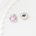 Pink gradient heart-shaped alloy pendant with silver frame for DIY jewelry making - 18# Heart-Pink Gradient