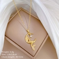 Golden mermaid moon necklace specs: 4.8g weight, 1.8x3.8cm pendant, 40+5cm chain length - A431 Mermaid Moon (A431钛钢链条铜微镶吊坠)