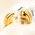 Minimalist golden teardrop earrings in 14mm by 23mm size with smooth mirror finish - Medium Gold (23mm*14mm)