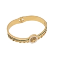 Gold stainless steel tree of life bangle with green crystals and white zircon accents - Full Diamond Tree of Life Style (4#生命树)