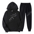 Survêtement en polaire noir avec sweat à capuche et pantalon à imprimé pissenlit blanc - S(L) / Haut Et Bas / Noir 5
