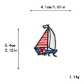 Embroidered pirate sailing ship patch with red white stripes and 4.1x5.4cm dimensions - GZ-2522
