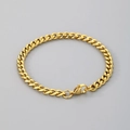 Golden bohemian minimalist chain bracelet with polished finish and lobster clasp - 16cm / Cuban Chain 5mm