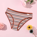 Culotte rayée en coton côtelé respirant pour femme avec taille basse et entrejambe doublé - S / café