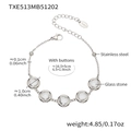 Silver stainless steel bracelet with five faceted clear glass stones and lobster clasp - Bracelet Only / Steel-White