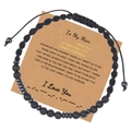 Détail du bracelet code Morse en pierre de lave noire sur carte de vœux To My Man - À mon homme
