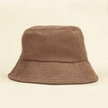 Classic dark brown corduroy bucket hat with vertical texture for women in minimalist style - M (56-58cm) / Coffee