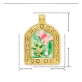 Vlinderhanger van goudkleurig roestvrij staal met roze en groen emaille luxe - YE833-1 Roze Groen Bloem Vlinder