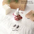 Handmade wool felt Christmas reindeer figurine wearing red knit sweater 16x10cm - No.1/White Knit Sweater Deer